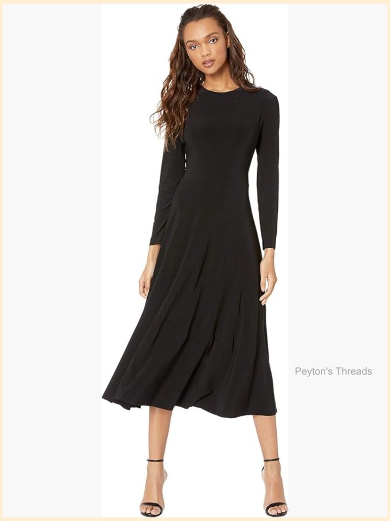 Matte Stretch Jersey A-Line Flared Dress With Pleated Skirt
